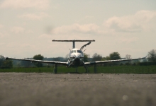 Light aircraft taking off from Charterhall